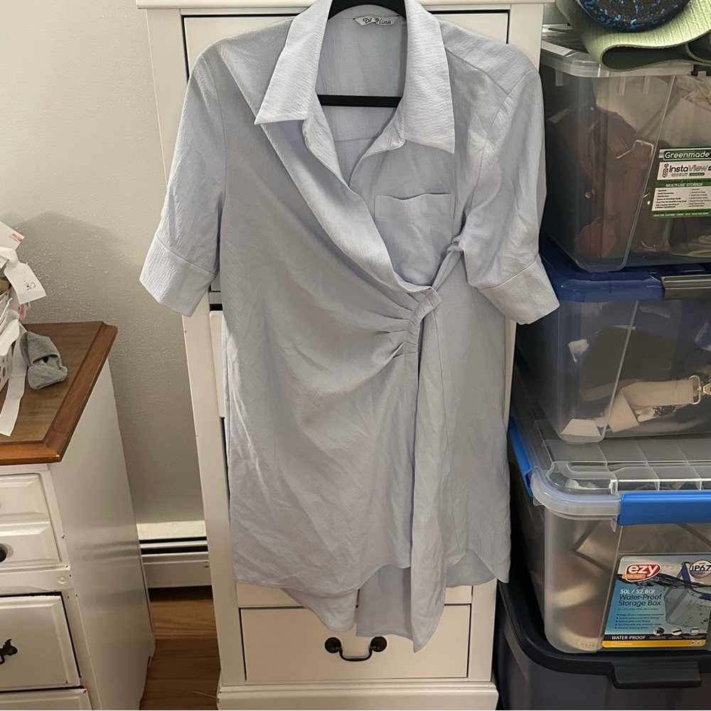 Powder blue collared dress
